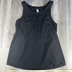 Gentle Fawn Cyrus tank top in black with a laser-cut triangle Goth Tank - Small